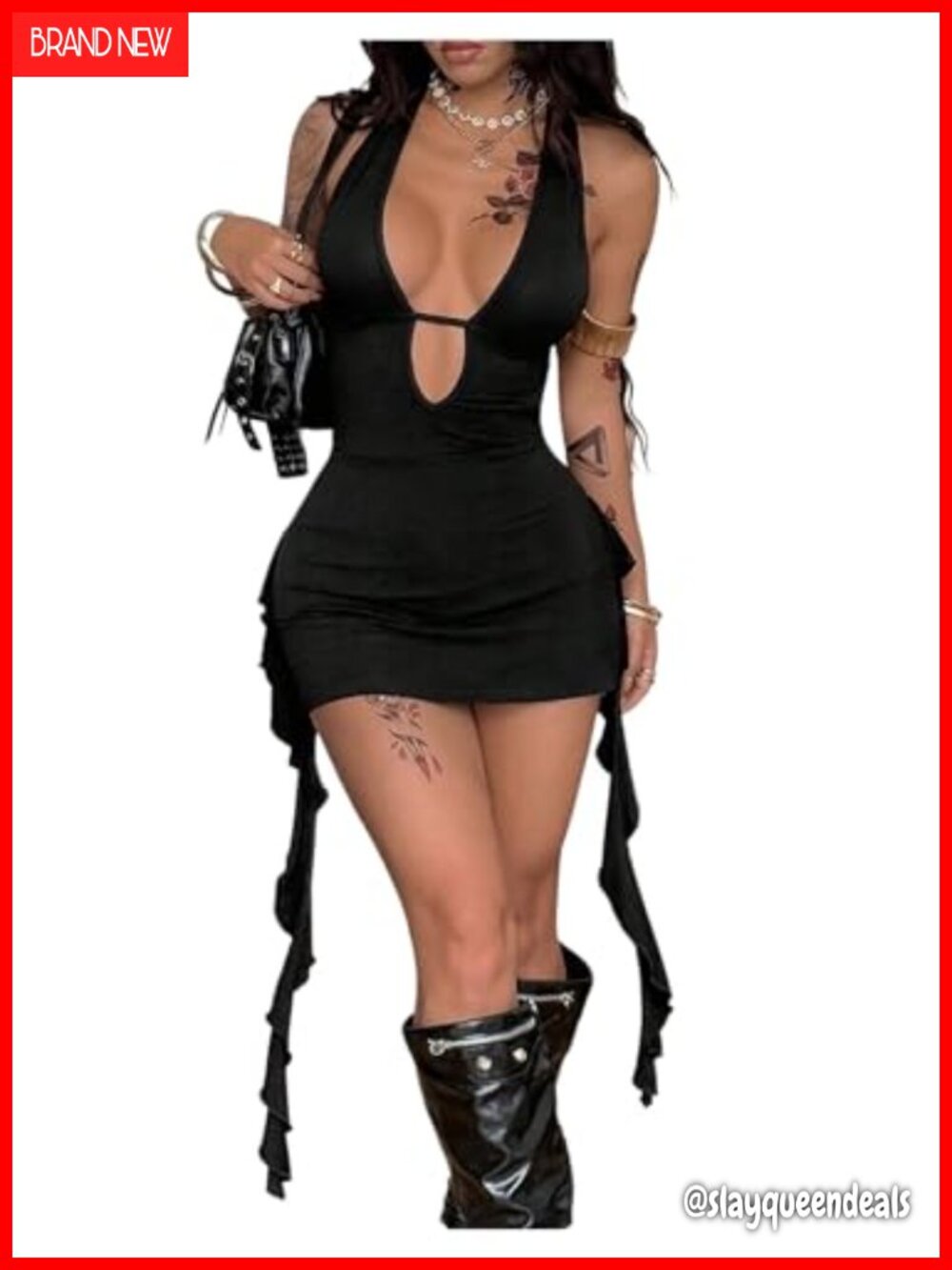 SOLY HUX Women's Y2K Halter Mini Dress Sexy Club Night Out Backless Bodycon